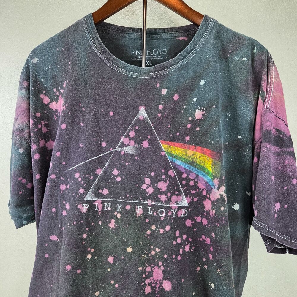Pink Floyd Dark Side Of The Moon Bleach Dye Graphic Concert Tee Sz XL
